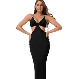 SHEIN BAE Cutout Solid Split Hem Dress